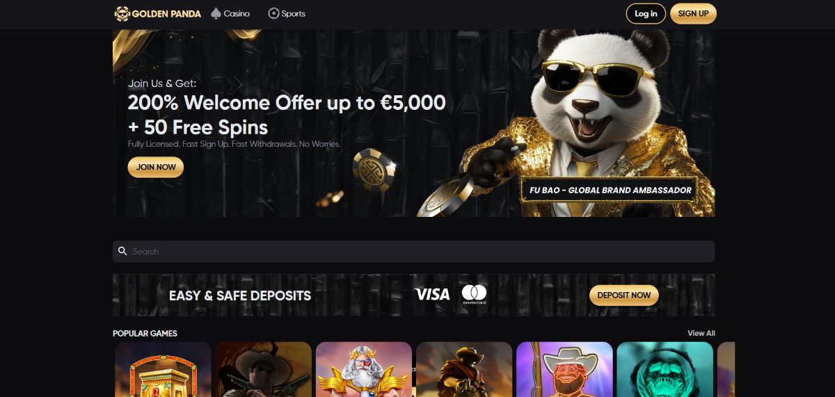 Golden Panda – Magas fogadási limitekkel rendelkező, VPN-friendly online casino